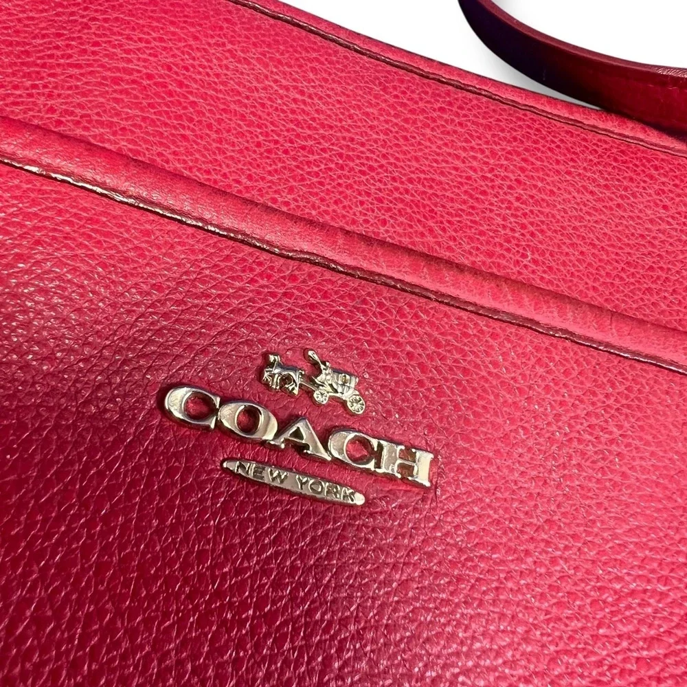 Coach Red Pebbled Leather Crossbody Bag F37321 Adjustable Strap Shoulder Purse
